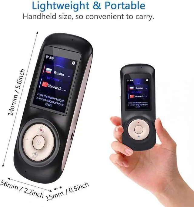 Alt view image 3 of 7 - Smart Language Translator Device, with WiFi Or Hotspot 2.4 Inch Touch Screen, Support 42 Languages Two Way Voice Translation, for Travelling Learning Business Shopping,White (Black) Vision (Black)