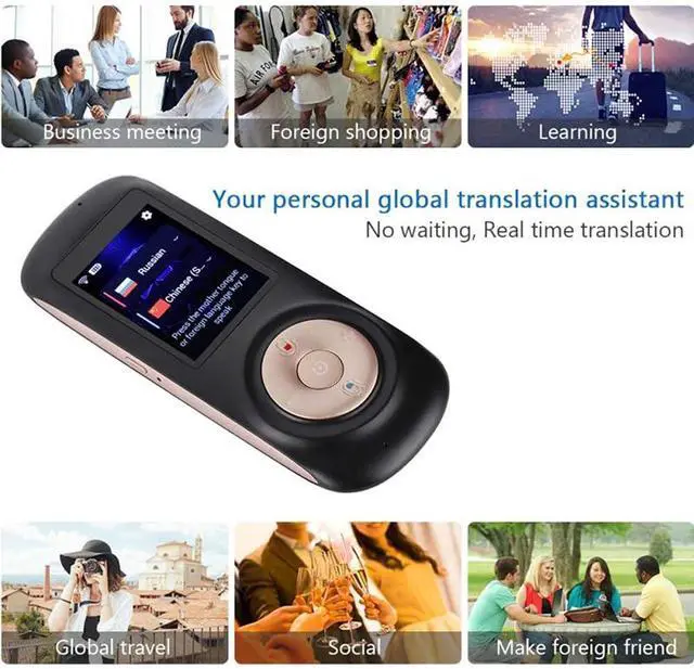 Alt view image 7 of 7 - Smart Language Translator Device, with WiFi Or Hotspot 2.4 Inch Touch Screen, Support 42 Languages Two Way Voice Translation, for Travelling Learning Business Shopping,White (Black) Vision (Black)