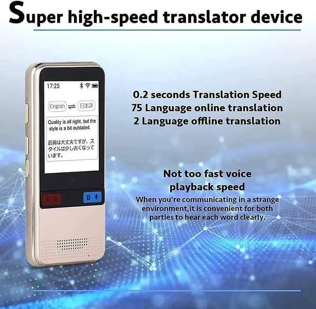 Alt view image 2 of 6 - Language Translator Device,Translator Device Support 89 Languages,Portable Instant Voice&Text &Recording WiFi/Hotspot/Offline Two Way Translator WZSS Lucky Star