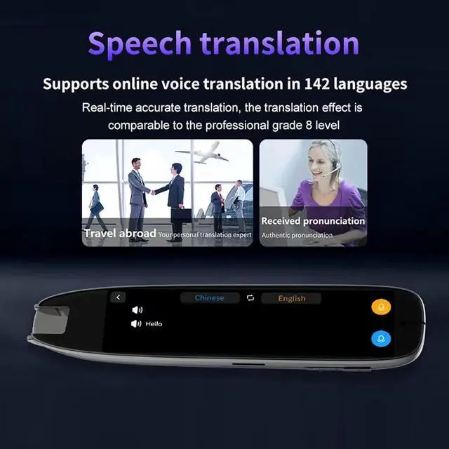 Alt view image 7 of 7 - Reading Pen 3.7in Touchsn Quick Response Portable Reader Pen Language Translator for Travel Work Study