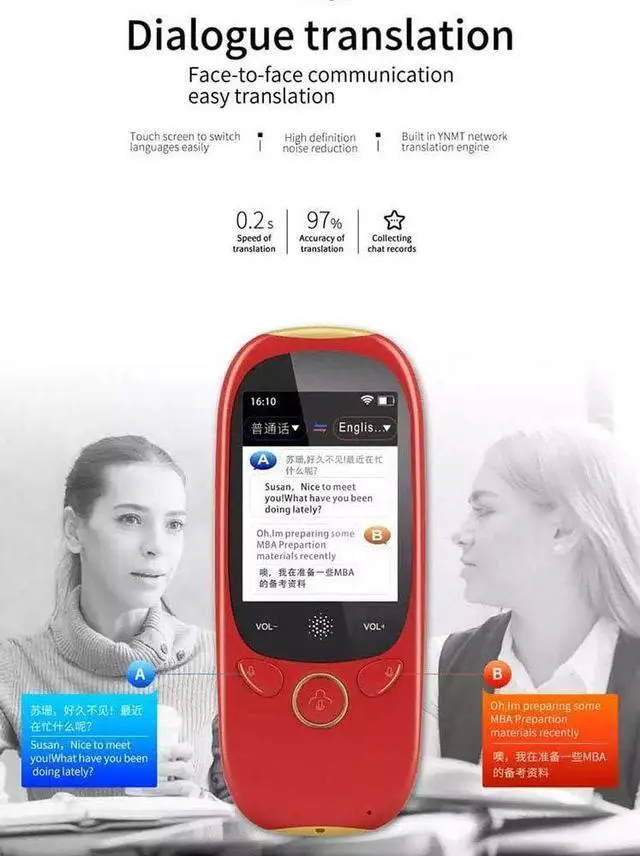 Alt view image 3 of 7 - Smart Offline Language Translator Device, Portable Instant Voice Translator Two Way WiFi for 12 Languages for Online 77 Languages 2.0Inch HD Touch Screen,White,