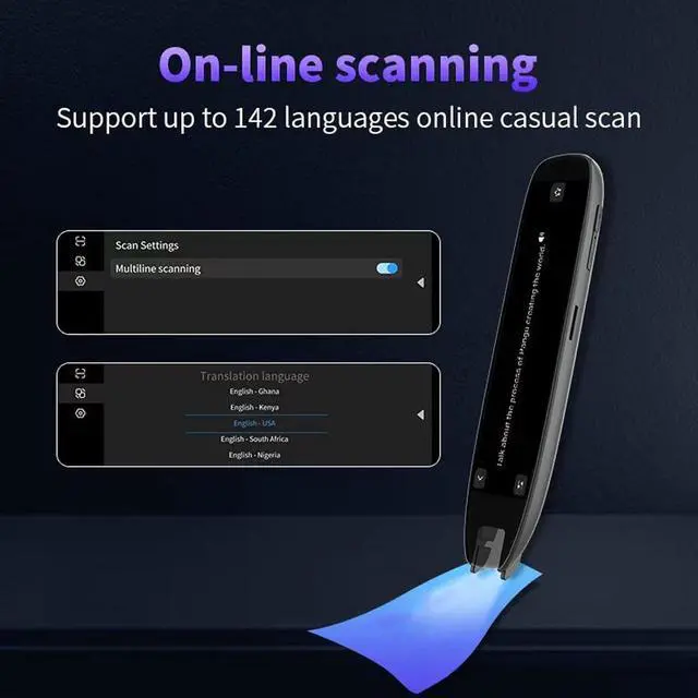 Alt view image 3 of 7 - Reading Pen, Scan Reader Pen 3.7in 258x960 Resolution Touchscreen Quick Response Portable Reader Pen Language Translator for Travel Work Study
