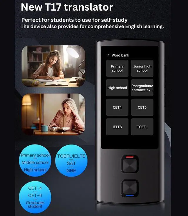 Alt view image 6 of 7 - Multilingual Voice Translator, 138 Languages Online, 39 Languages Offline, Photo Translation, 5MP Camera, for Travel and Business Use