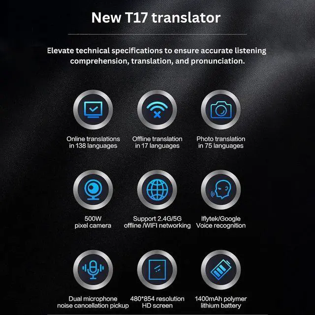 Alt view image 5 of 7 - Multilingual Voice Translator, 138 Languages Online, 39 Languages Offline, Photo Translation, 5MP Camera, for Travel and Business Use