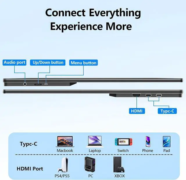 Alt view image 6 of 7 - 24 2.5K 2560 * 1440 Portable Monitor 180Hz 120% sRGB USB-C HDMI Large Gaming Second Extender Display Monitor Adjustment Stand for MacBook Laptop,Camera,Desktop,PS5/4, Xbox, Switch,Phone