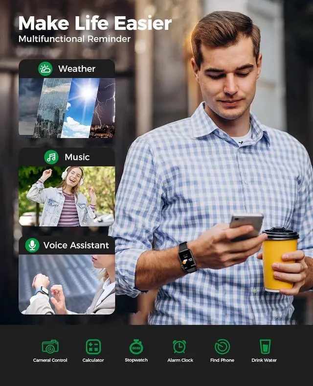 Alt view image 7 of 7 - Smart Watch Fitness Tracker (Answer/Make Call), 24/7 Heart Rate Spo2 Blood Pressure Monitor Sleep Tracker, 114 Sports Modes Pedometer Calorie Step Tracker, Waterproof Activity Tracker for Women Men