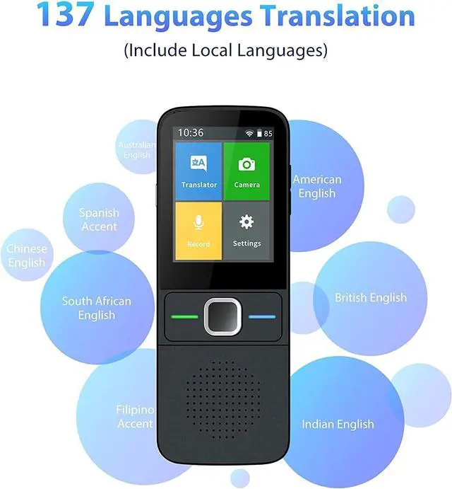Alt view image 3 of 4 - Translator Device Smart Voice Translator Use Alone Offline/Hotspot/WiFi Support 138 Languages High Intelligence Speed and Accuracy with 2.4 Inch Touch Screen,