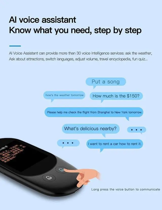 Alt view image 2 of 7 - Portable Translation Device 2.4 Inch Touch Screen Instant translate Device Photo Scanning Translator Support WiFi Offline Needed