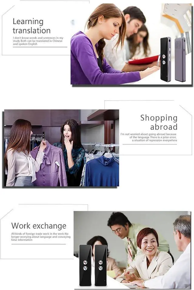 Alt view image 3 of 7 - Portable Language Translator Device - Real Time Voice Translator Device, Mobile Scanner Translator, Instant Voice Translator Device Two Way, Multilingual Language Translation Device happy gift St