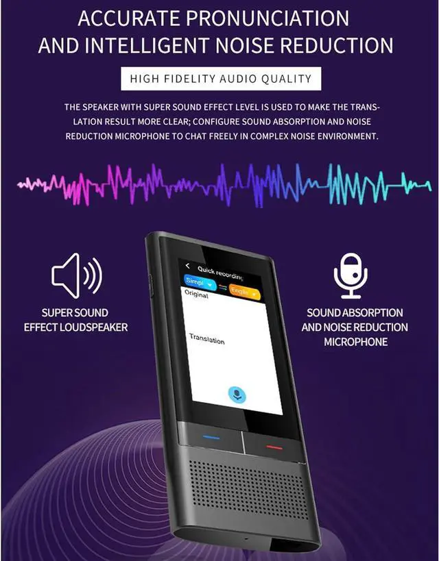 Alt view image 7 of 7 - Language Translator Device, Portable Two Way Voice Interpreter, 1GB 16GB 2.8inch Color Touch Screen 138 Languages 4G Translations in Real Time for Business Learning Travel Vision