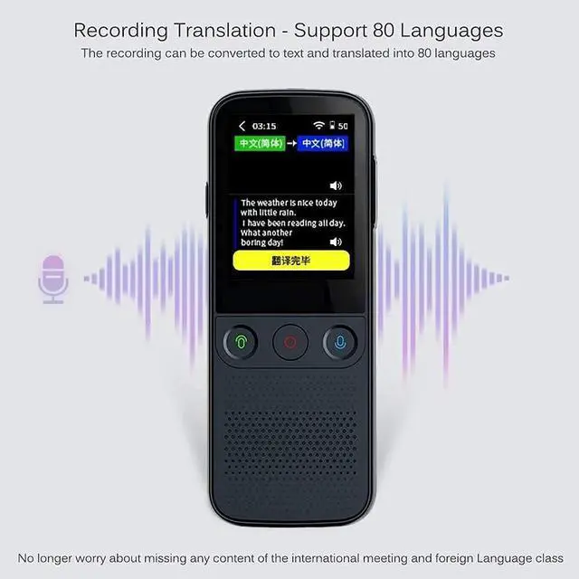Alt view image 2 of 4 - Language Device Two Way Real Time Voice/Photo/Recording Translation WiFi/Hotspot/Offline with Camera Support 137 Languages for Travel Business Independence,