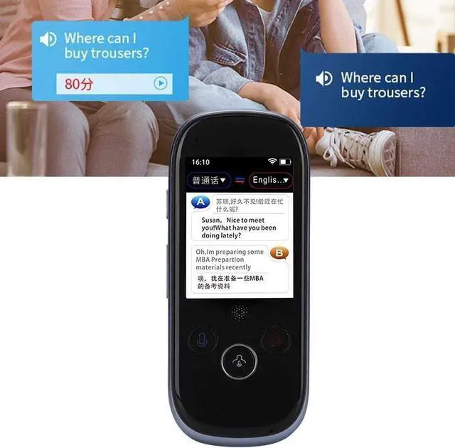 Alt view image 3 of 6 - Smart Translator, 2.4Inch Touch Screen WiFi Portable Two-Way Real-Time Multi Language Voice Translator Support 45 Languages Photo Translation Device,Purple Chaser of Light