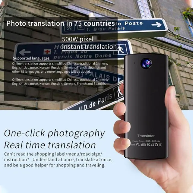 Alt view image 5 of 7 - Language Translator Device 138 Online 17 Offline Languages 1G Plus 16G Smart Translation Device Support Photo Recording Translation Device for Business Learning Travel