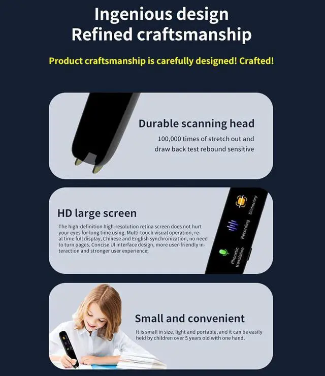 Alt view image 4 of 7 - Scan Reader Pen, 2 Way Wi - Fi Text to Sp Device, Offline Translation Support, 112 Languages Translator Device with 1.97 inch LCD Display