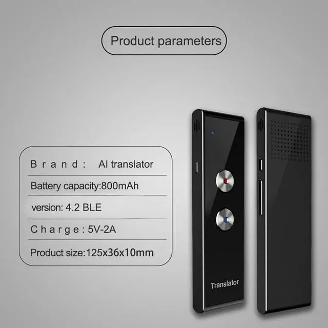 Alt view image 7 of 7 - Language Translator Device, 96 Languages Bluetooth Enabled Real Time Translation Bluetooth 2 Way Translator, for Learning, Travel, Business, and Meetings