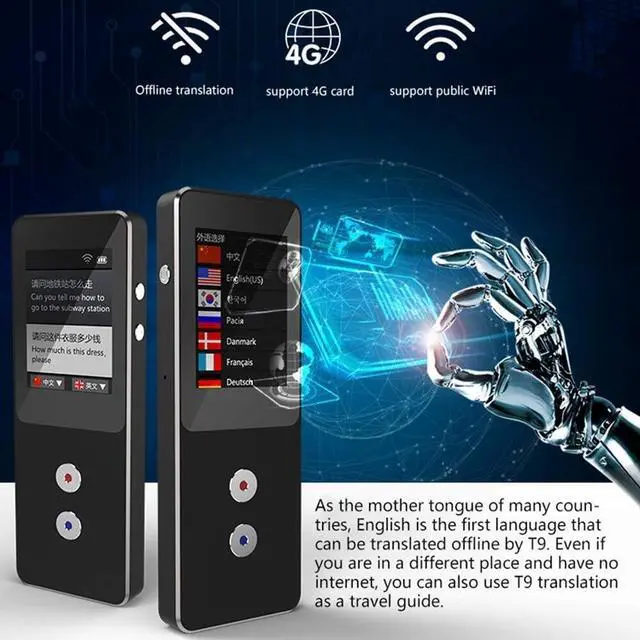 Alt view image 2 of 7 - Offline Portable ligent Voice Translator, 2.4-Inch Touch Screen, Multi-Language Instant Accurate and Fast Translation Mini Pocket Translation Device