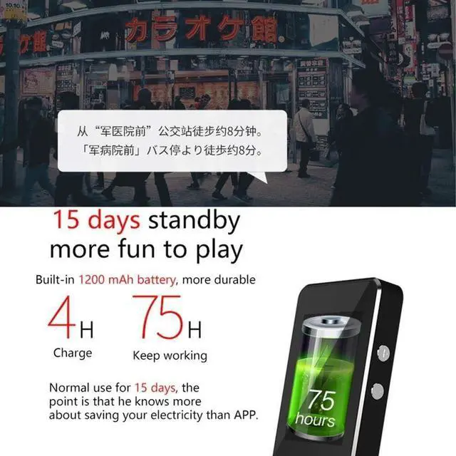 Alt view image 3 of 7 - Offline Portable ligent Voice Translator, 2.4-Inch Touch Screen, Multi-Language Instant Accurate and Fast Translation Mini Pocket Translation Device