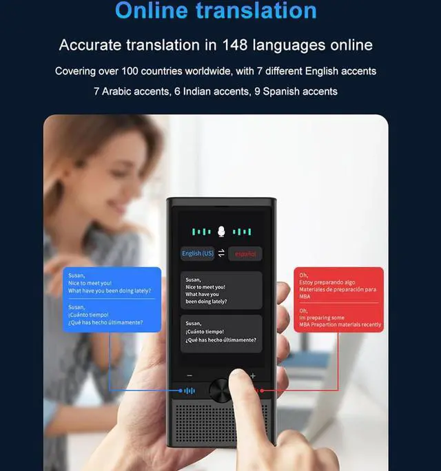 Alt view image 5 of 7 - Language Translator Device, 1GB +16GB 138 Languages Offline Online Voice Photo Translation, Real Time Two Way Translation Device with 3.5in Touch Screen, for Travel Business