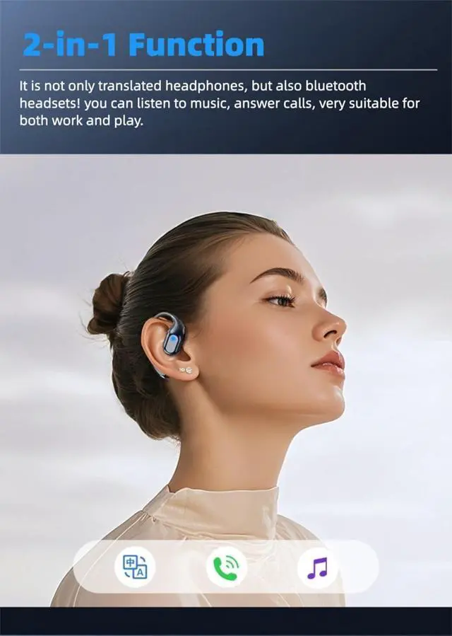 Alt view image 4 of 5 - Ai Translation Earbuds, 150 Languages Real-Time Translator, Bluetooth Headphones for iOS & Android