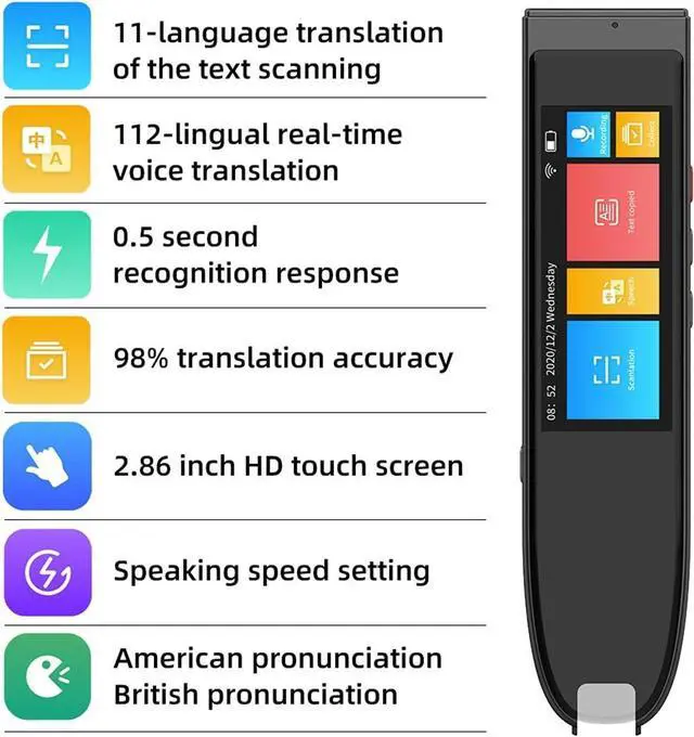 Alt view image 5 of 7 - Instant Voice Translator Device Portable Offline Translation Reading Pen 112 Language Smart Electronic Dictionary Scanning Pen Suitable for Study, Work, Travel,