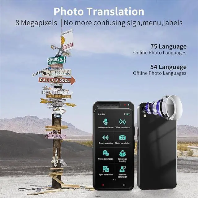 Alt view image 3 of 6 - Scan Reader Pen, 4.1-inch Z6 Translator Machine 138 Languages ligent Translate Real-time Voice Recording Text Translation Device Widescreen for Dyslexia, Elderly, Kids, Students