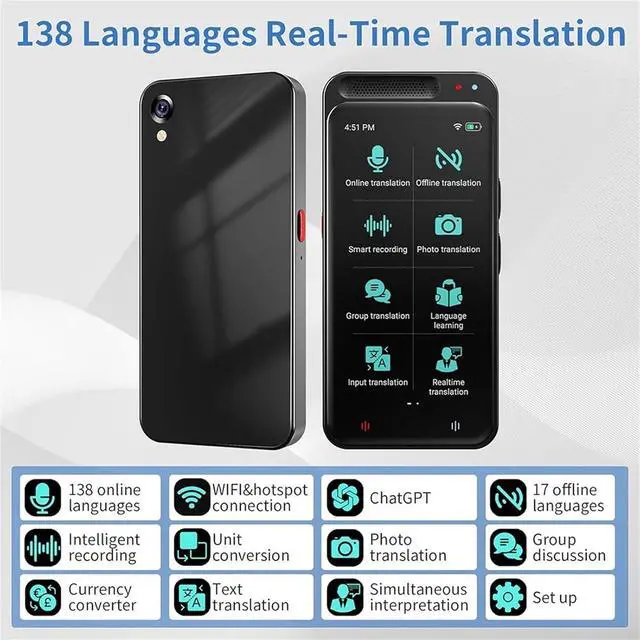 Alt view image 4 of 6 - Scan Reader Pen, 4.1-inch Z6 Translator Machine 138 Languages ligent Translate Real-time Voice Recording Text Translation Device Widescreen for Dyslexia, Elderly, Kids, Students