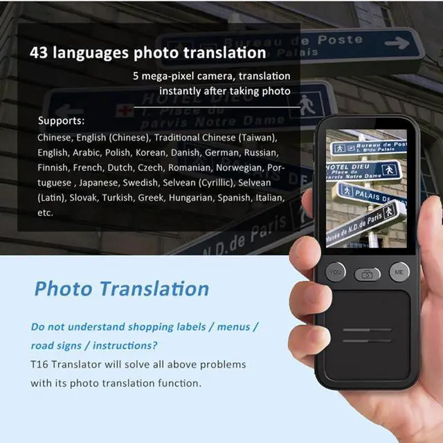 Alt view image 3 of 7 - Instant Two-Way Language Translator Device, Offline Language Translator, Online Translation 134 Languages, Photo Translation 43 Languages, 10 Offline Languages, for Travel