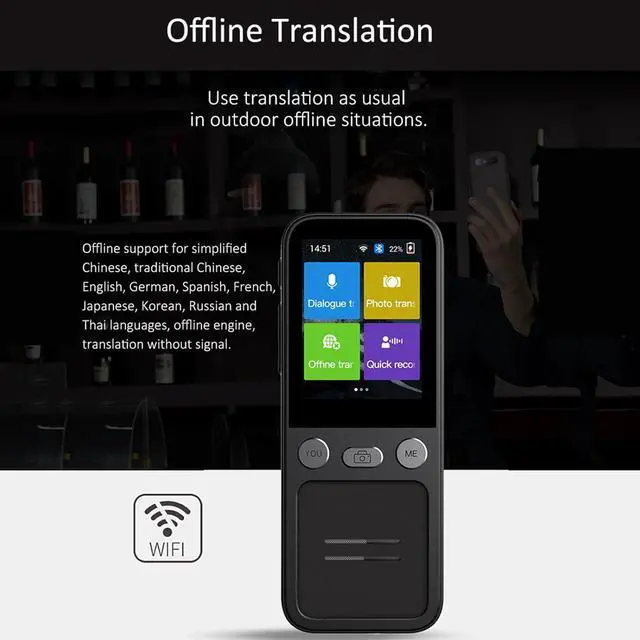 Alt view image 5 of 7 - Instant Two-Way Language Translator Device, Offline Language Translator, Online Translation 134 Languages, Photo Translation 43 Languages, 10 Offline Languages, for Travel