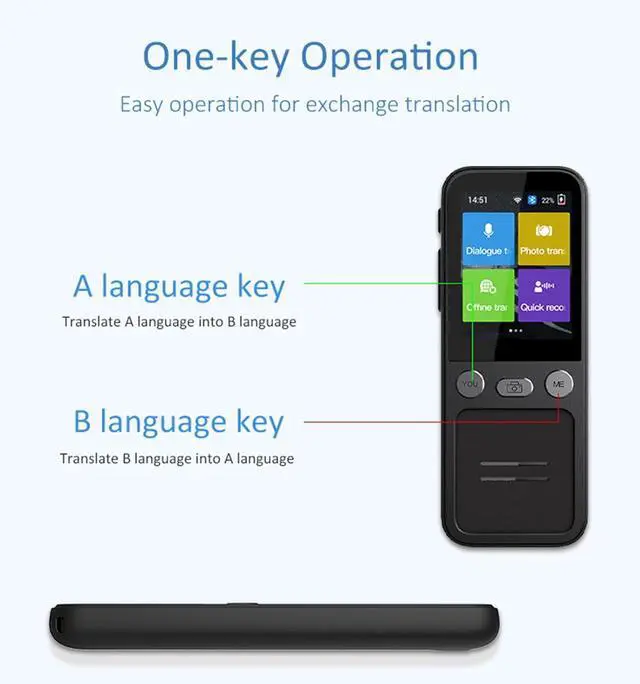 Alt view image 7 of 7 - Instant Two-Way Language Translator Device, Offline Language Translator, Online Translation 134 Languages, Photo Translation 43 Languages, 10 Offline Languages, for Travel