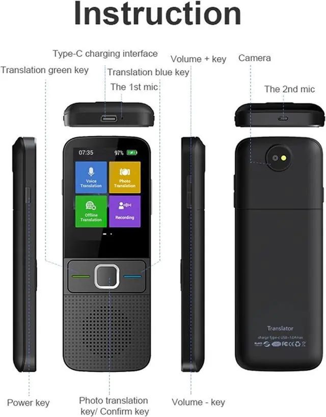 Alt view image 5 of 6 - Scan Reader Pen, Language Translator Device Portable Instant Translator Online 137 Languages WiFi/Offline 12 Languages Two- Way Translation for Dyslexia, Elderly, Kids, Students