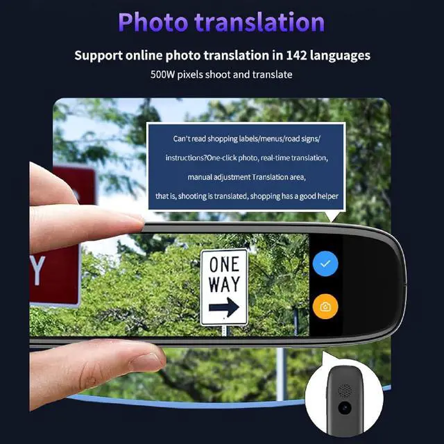 Alt view image 6 of 7 - WiFi Translation Pen 3.7 Inch Touchscreen Voice Translator 142 Languages Online Scanning Reading for Office Travel Study Black