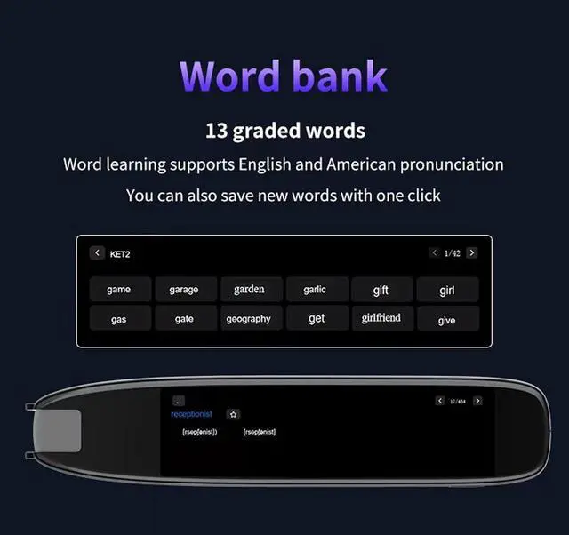 Alt view image 2 of 7 - Reading Pen, Scan Reader Pen 3.7in 258x960 Resolution Touchscreen Quick Response Portable Reader Pen Language Translator for Travel Work Study