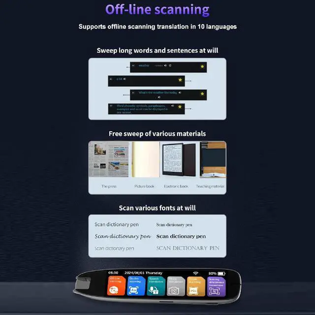 Alt view image 4 of 7 - WiFi Translation Pen 3.7 Inch Touchscreen Voice Translator 142 Languages Online Scanning Reading for Office Travel Study Black