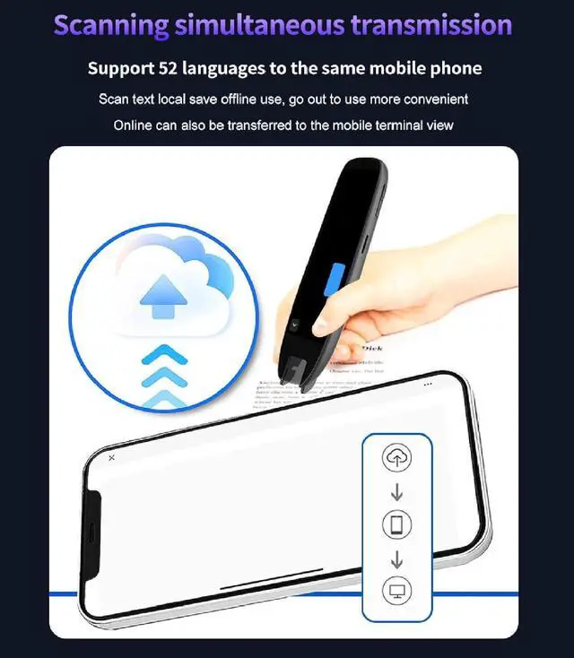Alt view image 7 of 7 - WiFi Translation Pen 3.7 Inch Touchscreen Voice Translator 142 Languages Online Scanning Reading for Office Travel Study Black