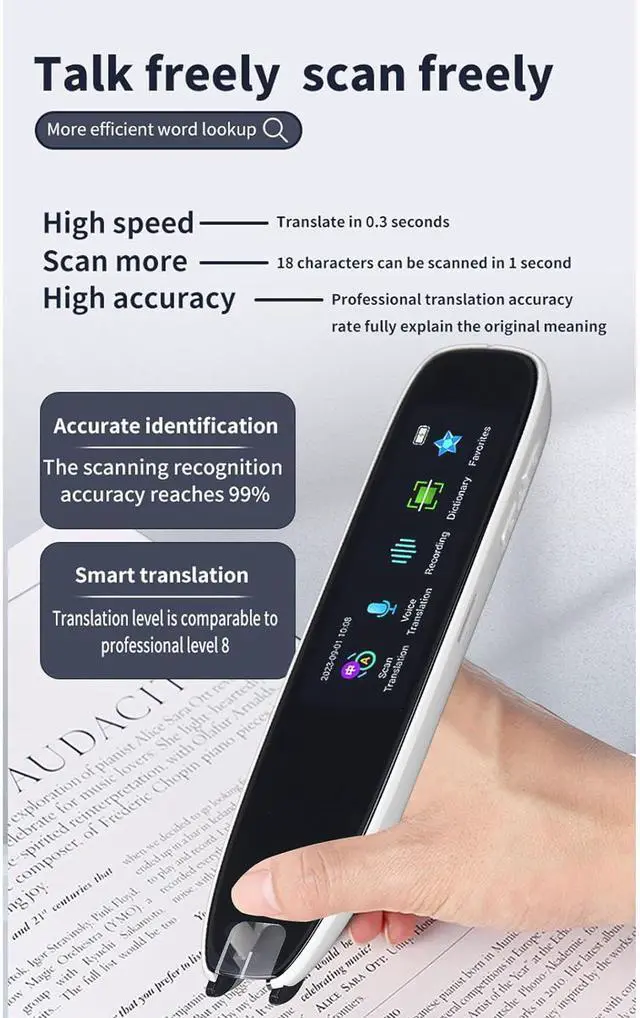 Alt view image 5 of 7 - Smart Voice Translator Pen White International Edition Translation Scanning Pen Suitable for Home, School