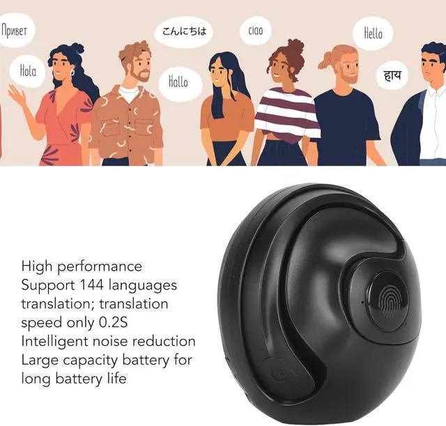 Alt view image 5 of 7 - Language Translator Earhooks, Bluetooth 5.3 Language Translator Earbuds Real Time, Support 144 Languages Online Translation Wireless Translator Earbuds Device for Travel,