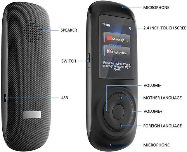 Alt view image 6 of 6 - Language Translator Device, Portable Voice Translator,Support 70 Languages,WiFi/Hotspot/Two Way Instant Voice Translator 2.4 Inch Touch Screen,for Learning Travel Business Shopping needed hopeful