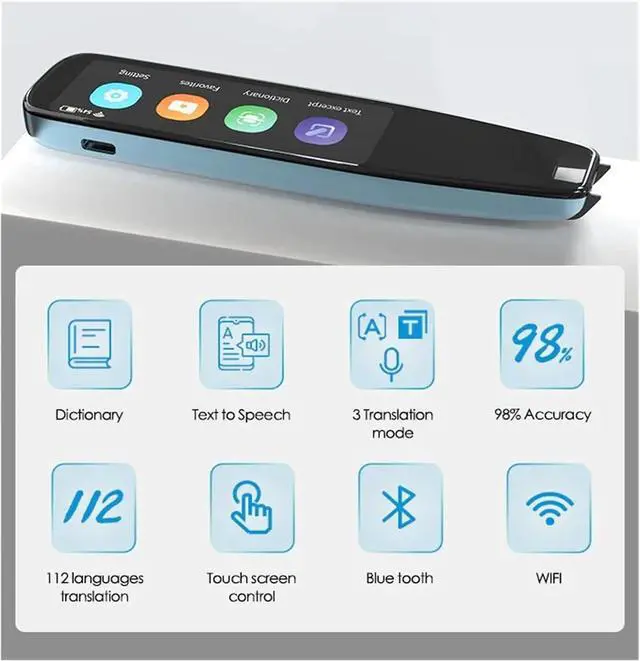 Alt view image 2 of 7 - Language Translator Device, Scan Reader Pen Translatorand Reading Pen for Dyslexia Autism Smart Voice Scan Translator Pen 112 Languages Translation for Business Learning Travel