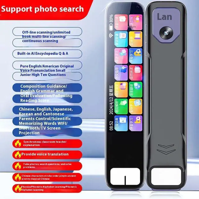 Alt view image 6 of 7 - Ai Smart Pen, Scan Translator Pen, Wireless Portable Reading Pen, Travel Digital Translation Pen, Scan Reading Pen for Dyslexia, Instant Voice Translator for Study, Travel, Business