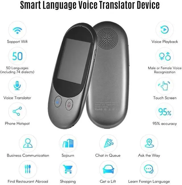 Alt view image 3 of 7 - Instant Voice Language Translator Device, Mini Handheld Portable Translation, Support 50 Languages, for Learning Travel Business Shopping