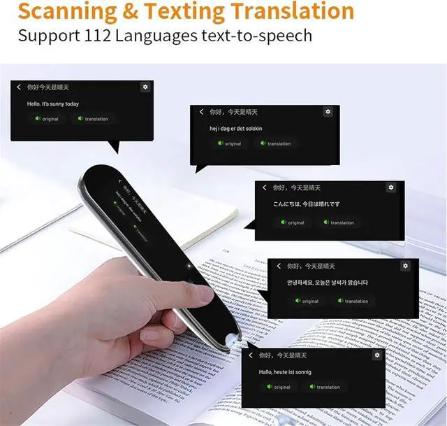 Alt view image 3 of 6 - Scan Reader Pen, Smart Voice Scan Translator Pen Real Time Language Translator Multifunction Translation Business Travel Abroad Dictionary Pen for Dyslexia, Elderly, Kids, Students