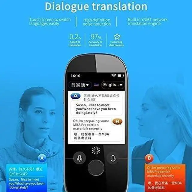 Alt view image 4 of 4 - 2.4 Inch Screen Voice Translator Device, AI Smart Business Travel Translator, Supports 45 Languages & 14 System Languages, 512GB+4GB Memory, WiFi Offline Translation