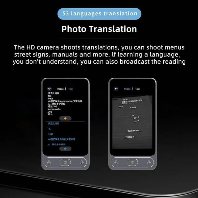 Alt view image 7 of 7 - Language Translator Device:142 Languages Portable Voice Translator with Offline Text Photo Translation and Recording