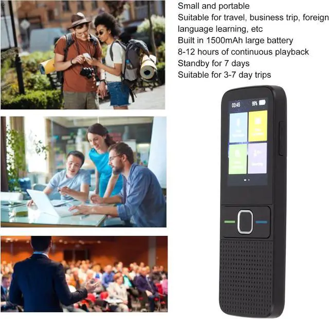 Alt view image 4 of 7 - Smart Voice Photo Translator, 2 Way Instant 138 Languages Touchscreen Language Translator Device, Portable Voice Interpreter for Travel Business Study (Black)