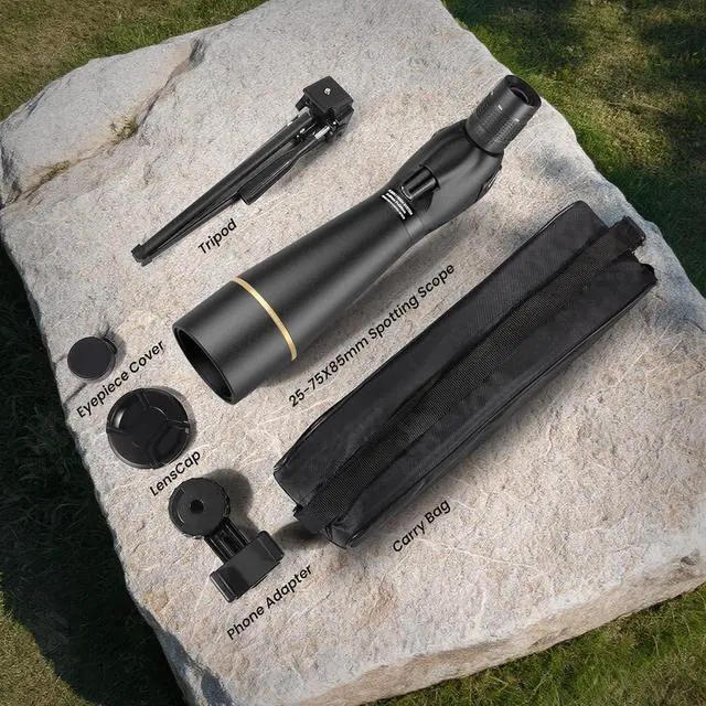 Alt view image 6 of 6 - Spotting Scope 25-75x85 HD with Phone Adapter, Tripod & Carrying Bag -Fully Multi-Coated Optics,BAK4 High Definition Waterproof Spotter Scope for Birding, Hunting, Astronomy, Outdoor Observation,Black