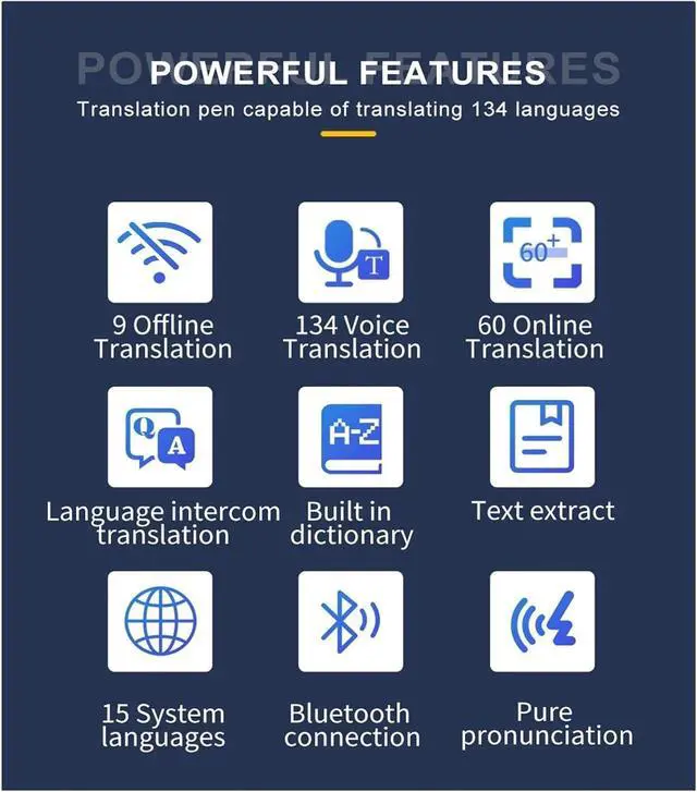 Alt view image 6 of 7 - MD22 Voice Translator Offline Scan Translation Pen 134 Voice Translation 9 OfflineTranslation Business Scanning Reading Pen(Black)