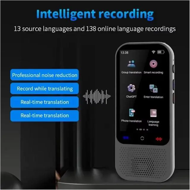 Alt view image 6 of 6 - S80 Pro Intelligent Translation Machine 138 Language Intelligent Record 19 Offline Real-time Chat GPT AI Voice Photo Translat