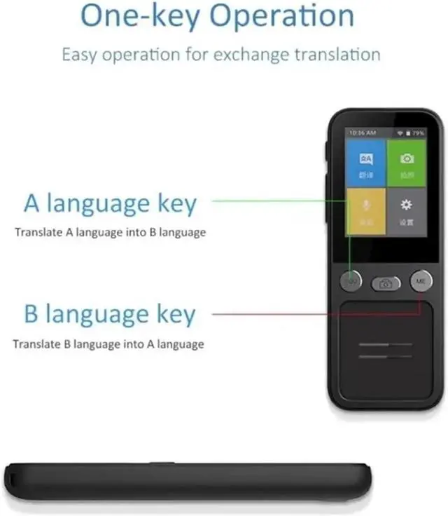 Alt view image 6 of 7 - T16 AI Voice Real Time Translator Machine 138 Multi Online Languages Voice-Record 3.1 Inch Big Screen Portable Offline Tradutor