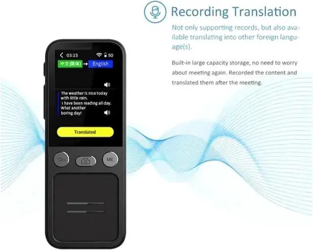Alt view image 5 of 7 - T16 AI Voice Real Time Translator Machine 138 Multi Online Languages Voice-Record 3.1 Inch Big Screen Portable Offline Tradutor