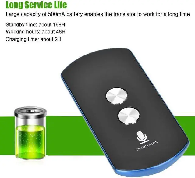 Alt view image 4 of 7 - Language Voice Translator, Instant Voice Converter Two-Way WiFi 42 Languages 2.4 Inch Bluetooth Language Translation Equipment for Travel Business Learning Shopping,Blue Needed Efficency Needed